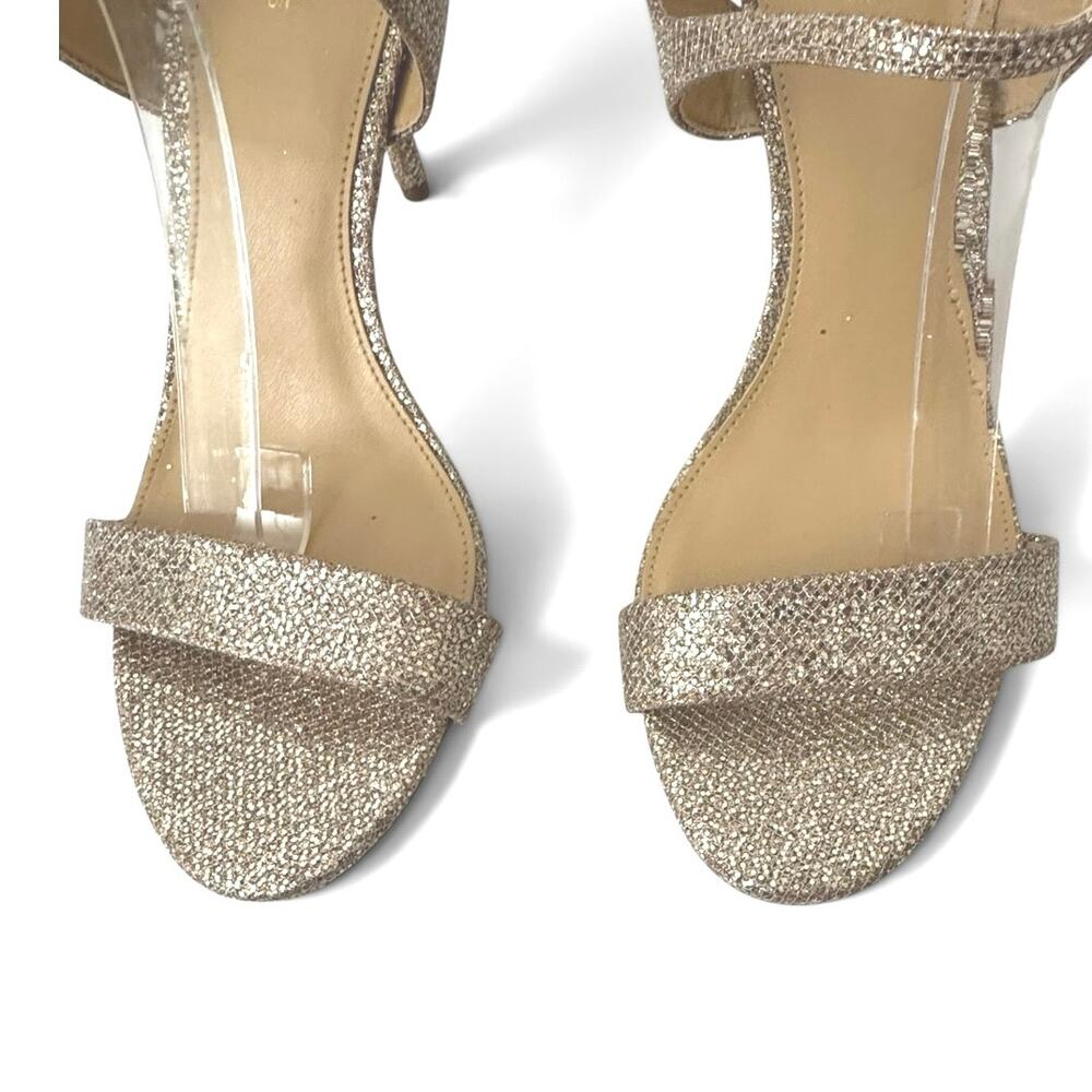Michael Kors Metallic Gold Silver Kaylee Strappy Heel Sandals Size 9 M - Picture 4 of 10
